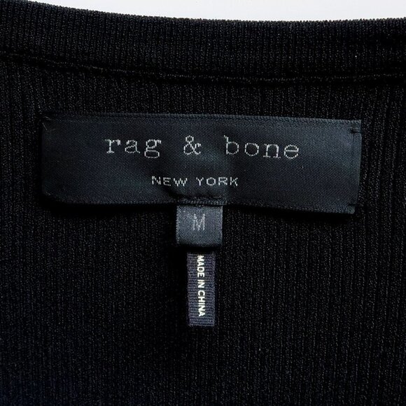 Rag & Bone Isla Black Knit Long Sleeve Fit & Flare Scoop Neck Mini Dress Medium - Picture 11 of 16